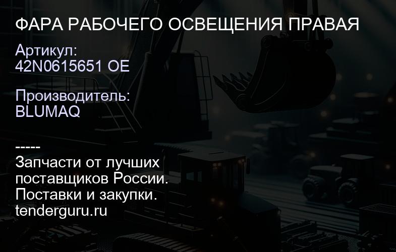 42N0615651 OE ФАРА РАБОЧЕГО ОСВЕЩЕНИЯ ПРАВАЯ | купить запчасти